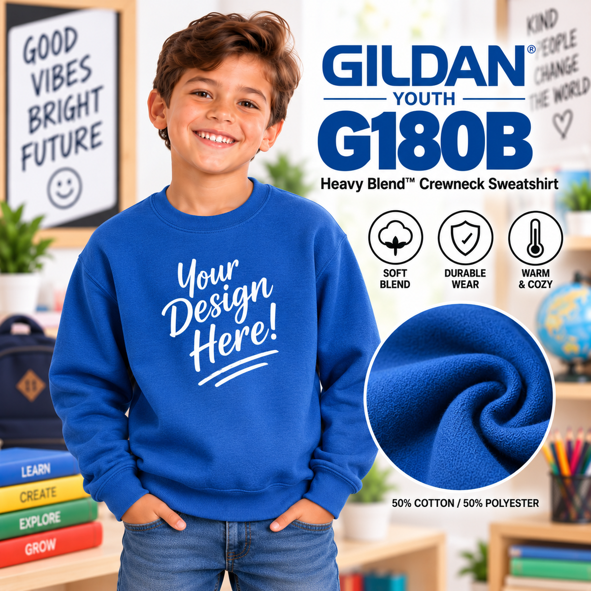 Gildan Youth Heavy Blend Crewneck Sweatshirt (G180B)