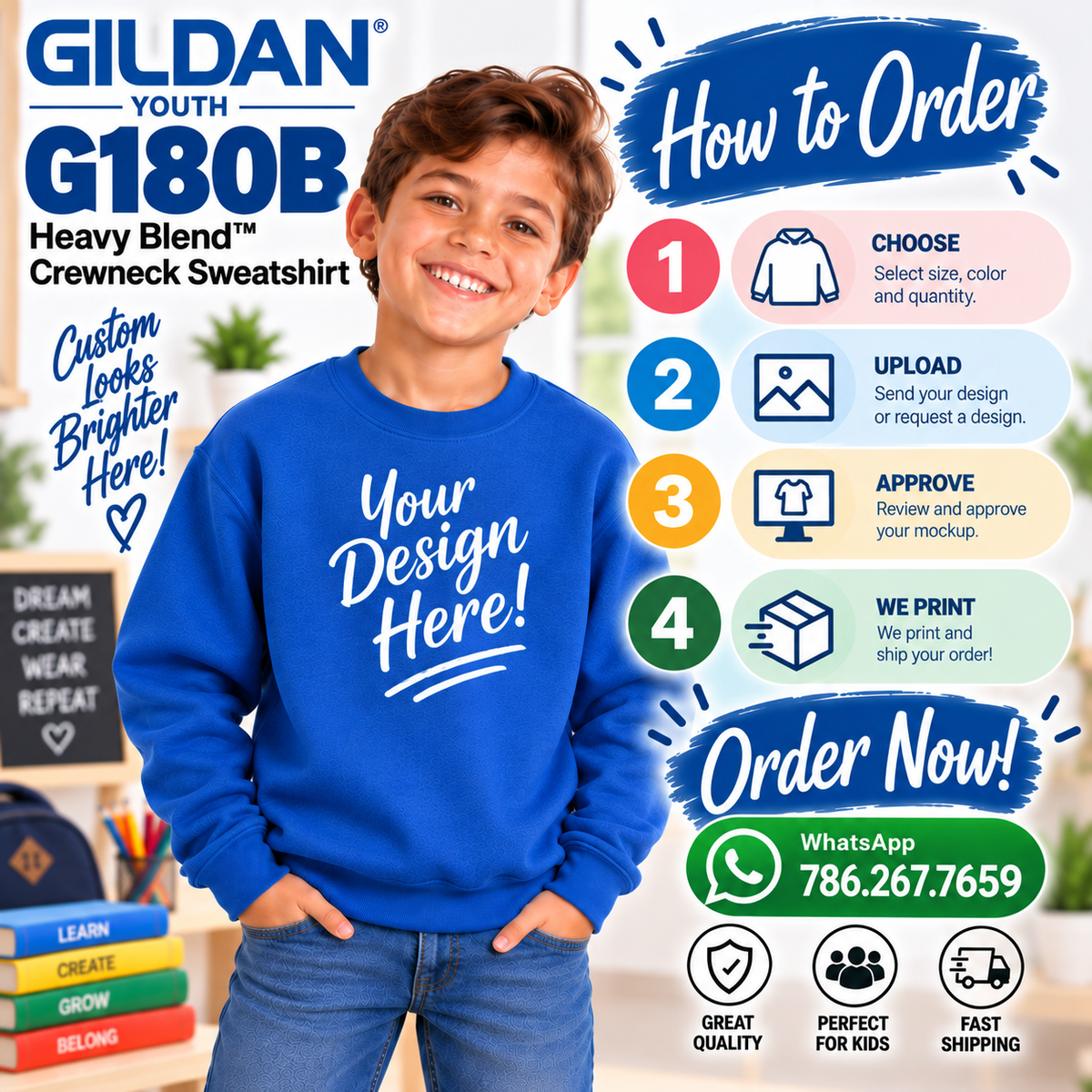 Gildan Youth Heavy Blend Crewneck Sweatshirt (G180B)