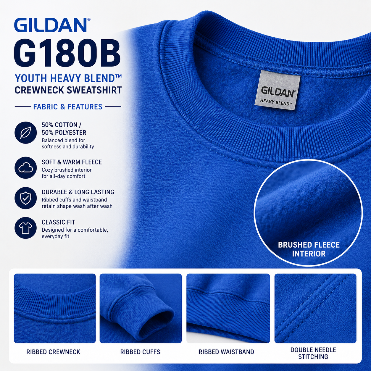 Gildan Youth Heavy Blend Crewneck Sweatshirt (G180B)