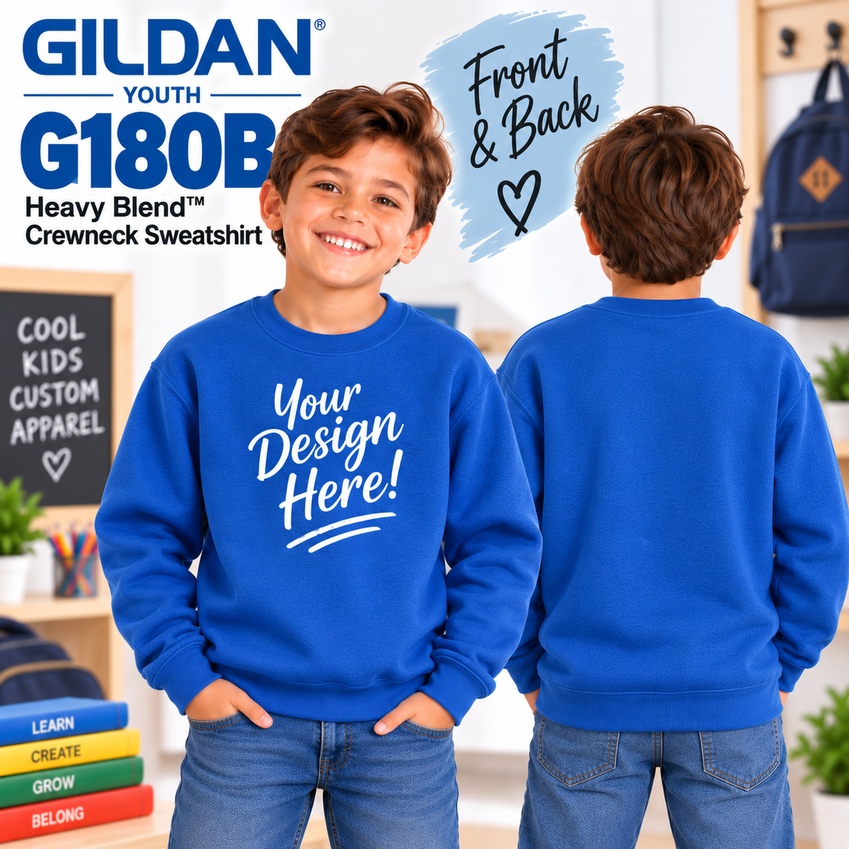 Gildan Youth Heavy Blend Crewneck Sweatshirt (G180B)