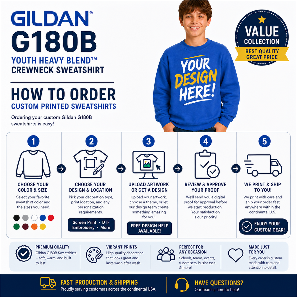 Gildan Youth Heavy Blend Crewneck Sweatshirt (G180B)