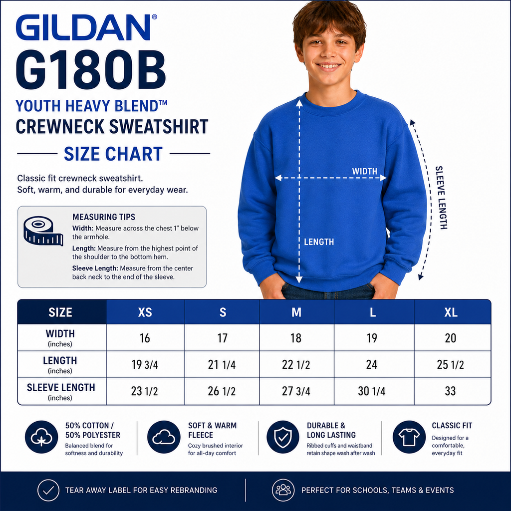 Gildan Youth Heavy Blend Crewneck Sweatshirt (G180B)