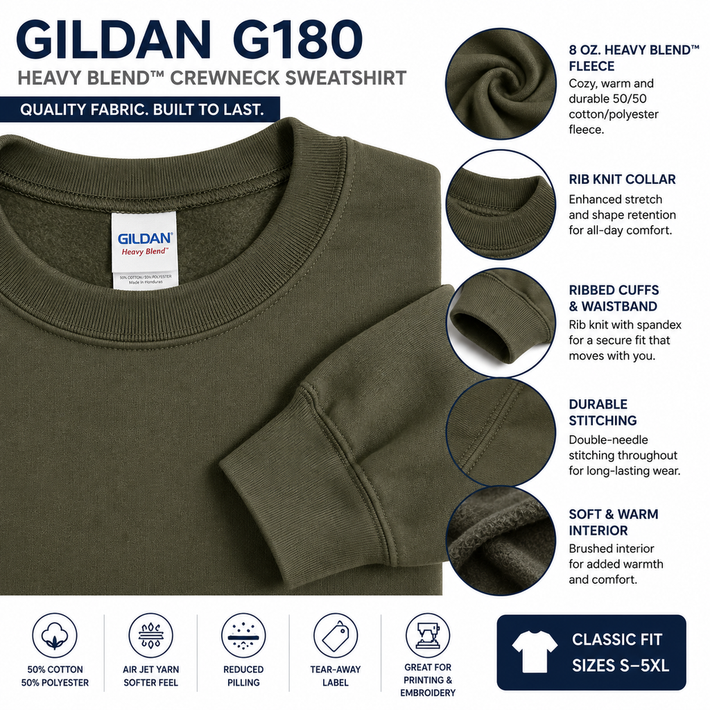 Gildan Unisex Heavy Blend™ Crewneck Sweatshirt (G180)