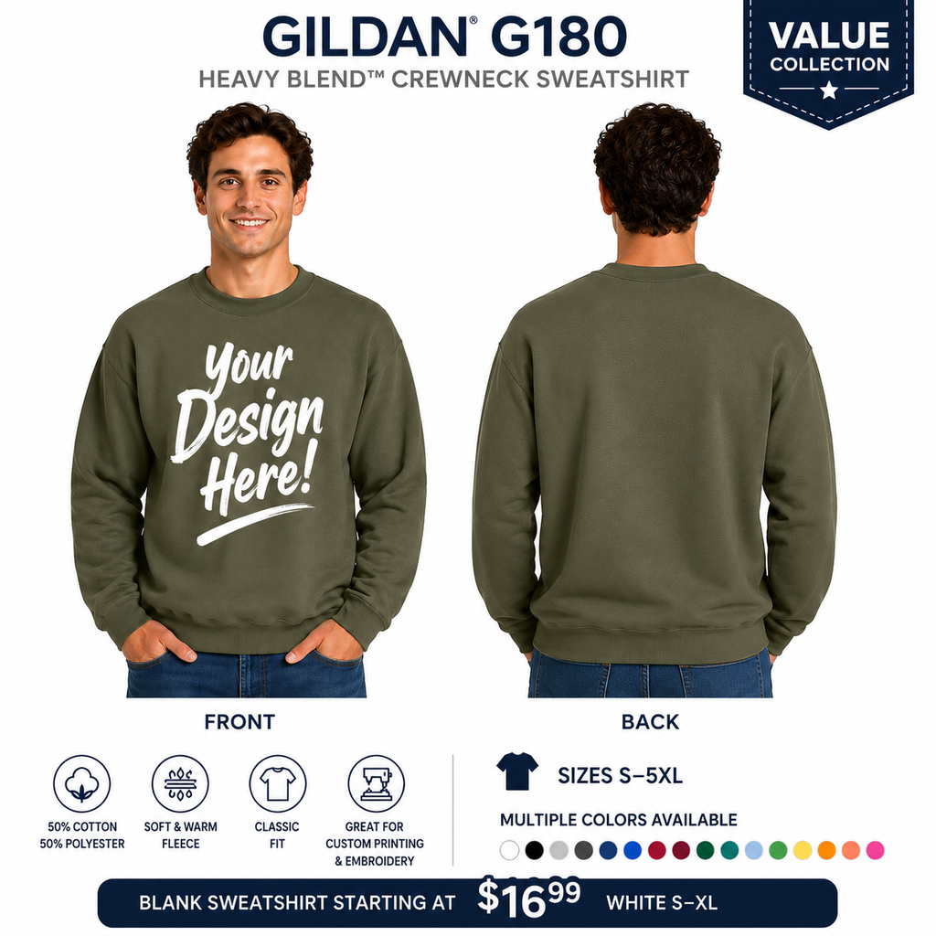 Gildan Unisex Heavy Blend™ Crewneck Sweatshirt (G180)