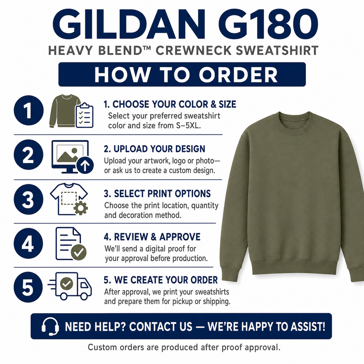 Gildan Unisex Heavy Blend™ Crewneck Sweatshirt (G180)