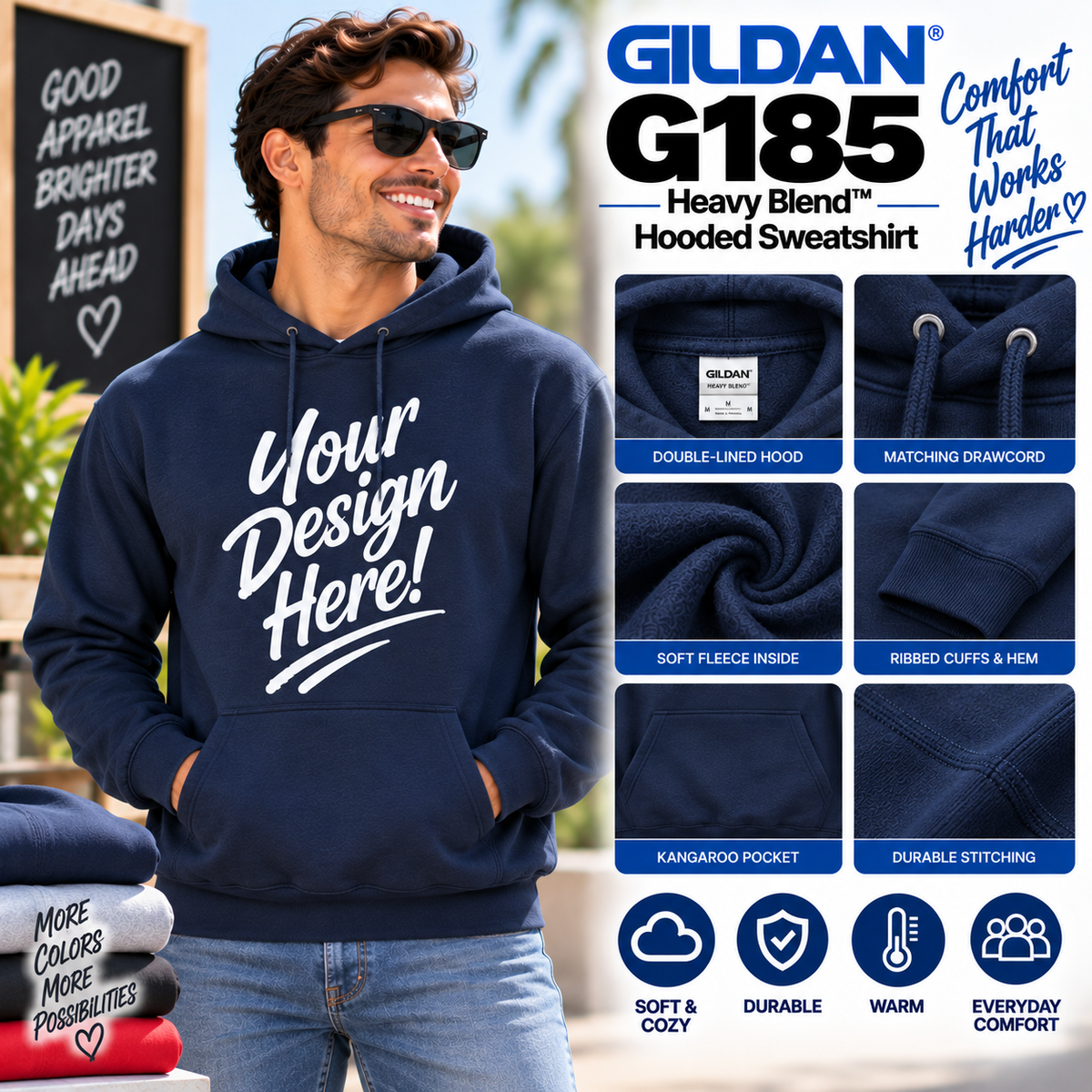 Gildan Unisex Heavy Blend™ Hooded Sweatshirt (G185)