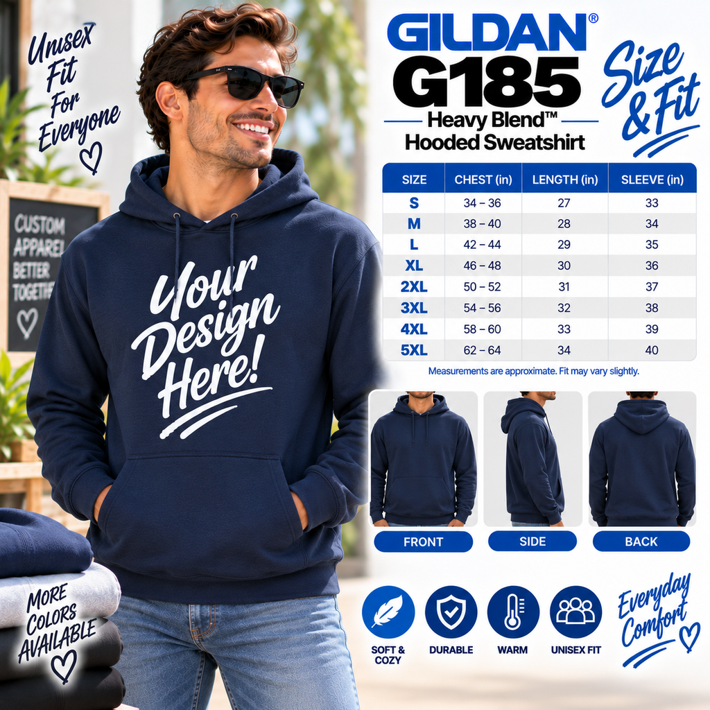 Gildan Unisex Heavy Blend™ Hooded Sweatshirt (G185)