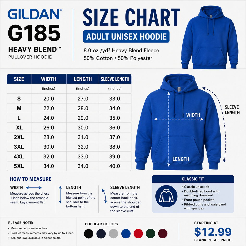 Gildan Unisex Heavy Blend™ Hooded Sweatshirt (G185)