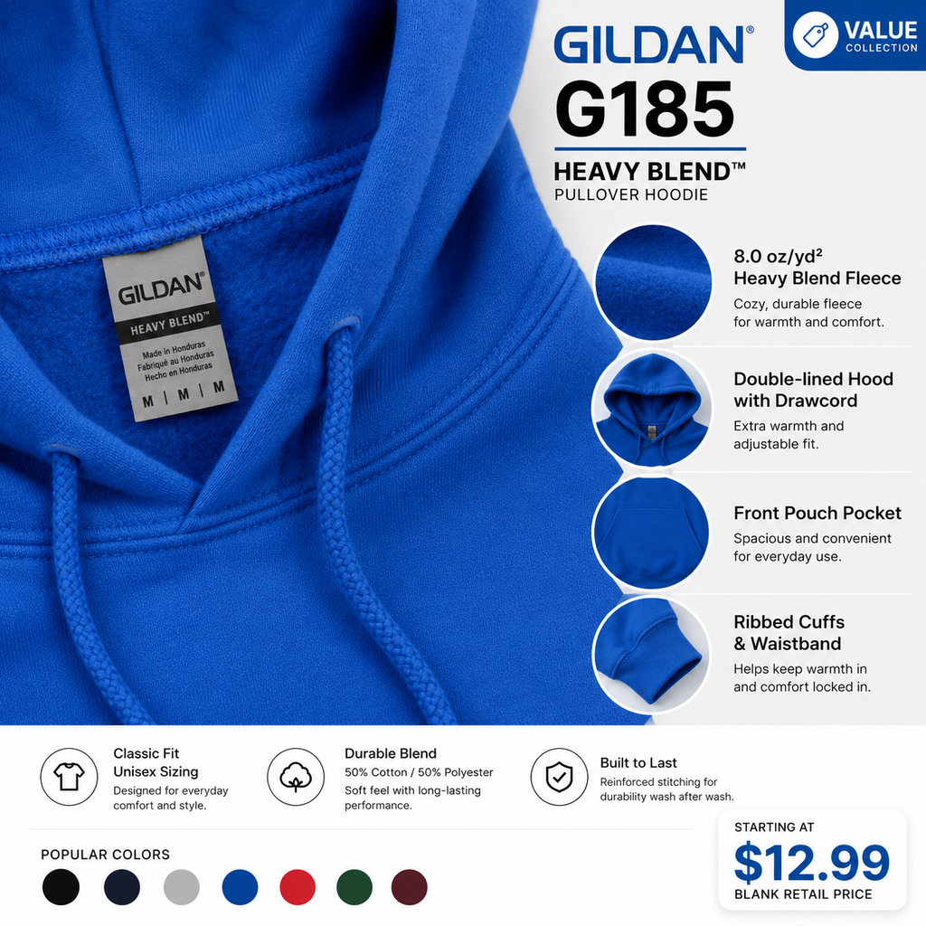 Gildan Unisex Heavy Blend™ Hooded Sweatshirt (G185)