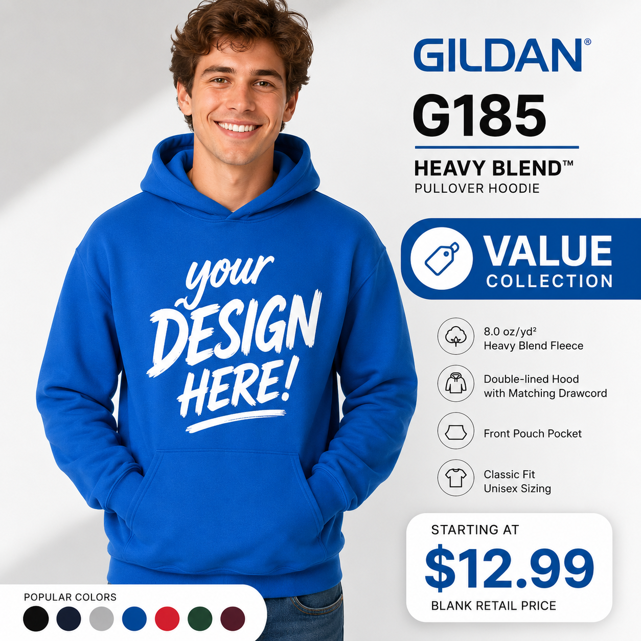 Gildan Unisex Heavy Blend™ Hooded Sweatshirt (G185)