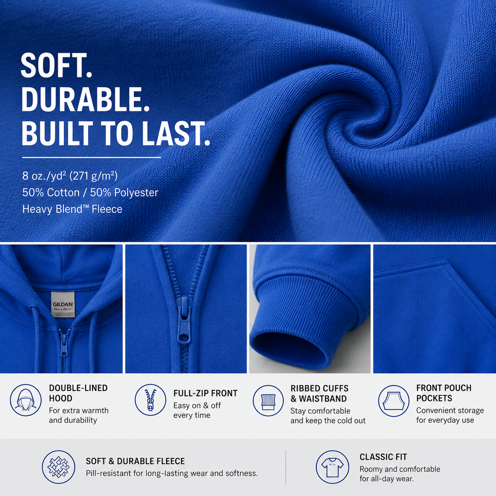 Gildan Youth Heavy Blend™ Full-Zip Hoodie (G186B)