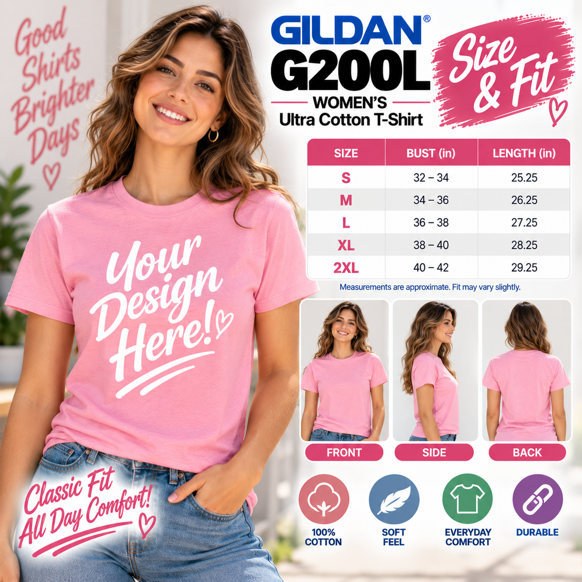 Gildan Women's Ultra Cotton T-Shirt (G200L)