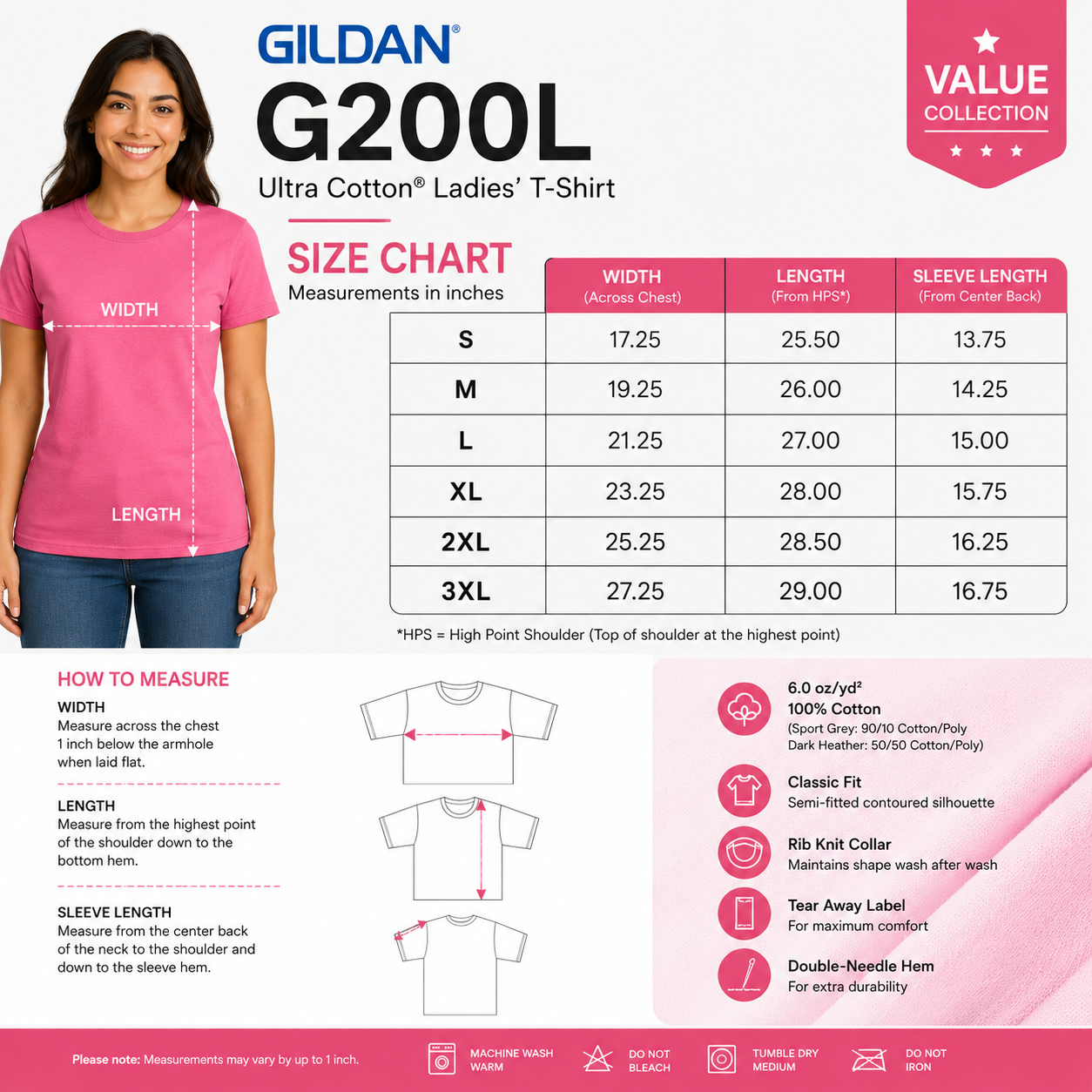 Gildan Women's Ultra Cotton T-Shirt (G200L)