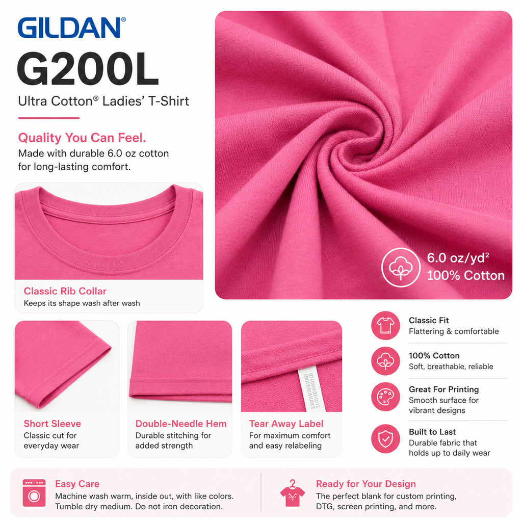 Gildan Women's Ultra Cotton T-Shirt (G200L)