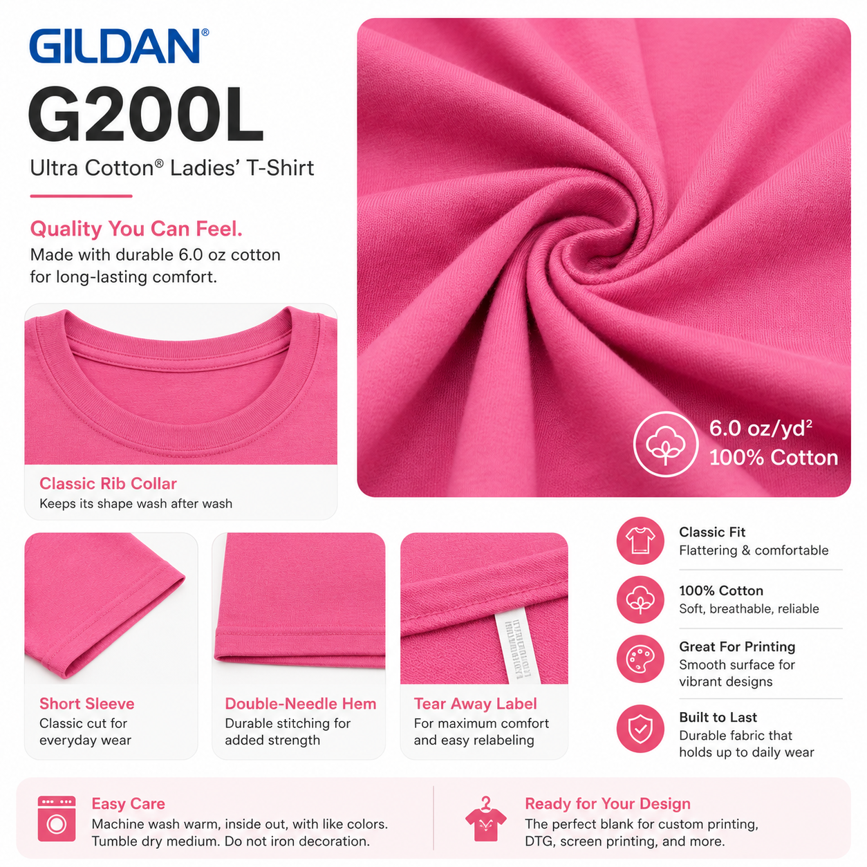 Gildan Women's Ultra Cotton T-Shirt (G200L)