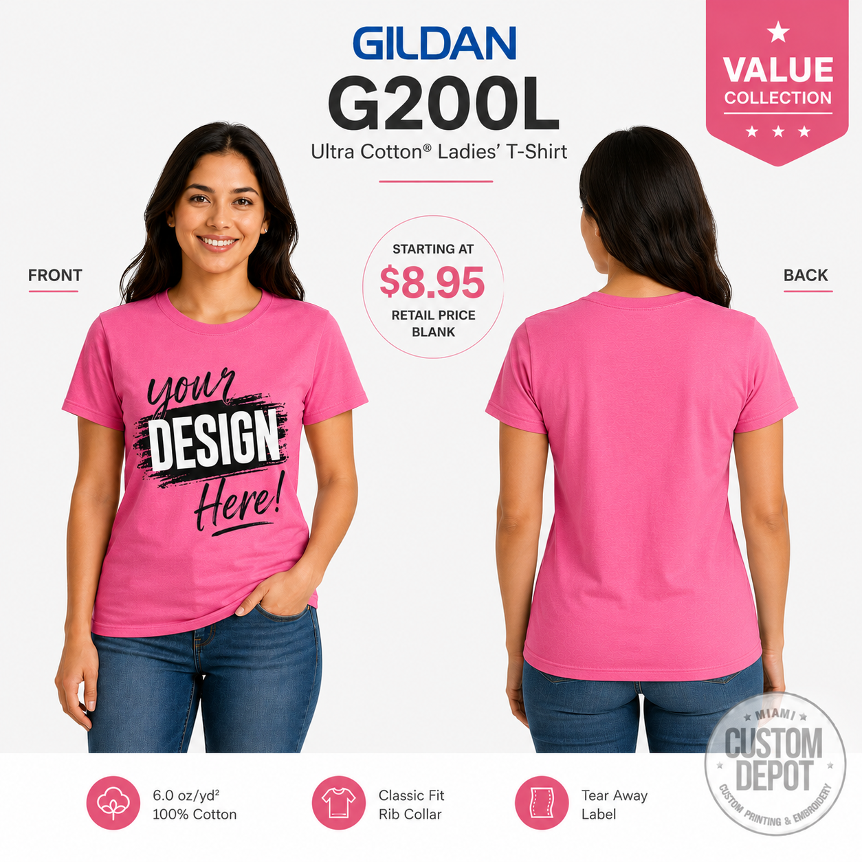 Gildan Women's Ultra Cotton T-Shirt (G200L)