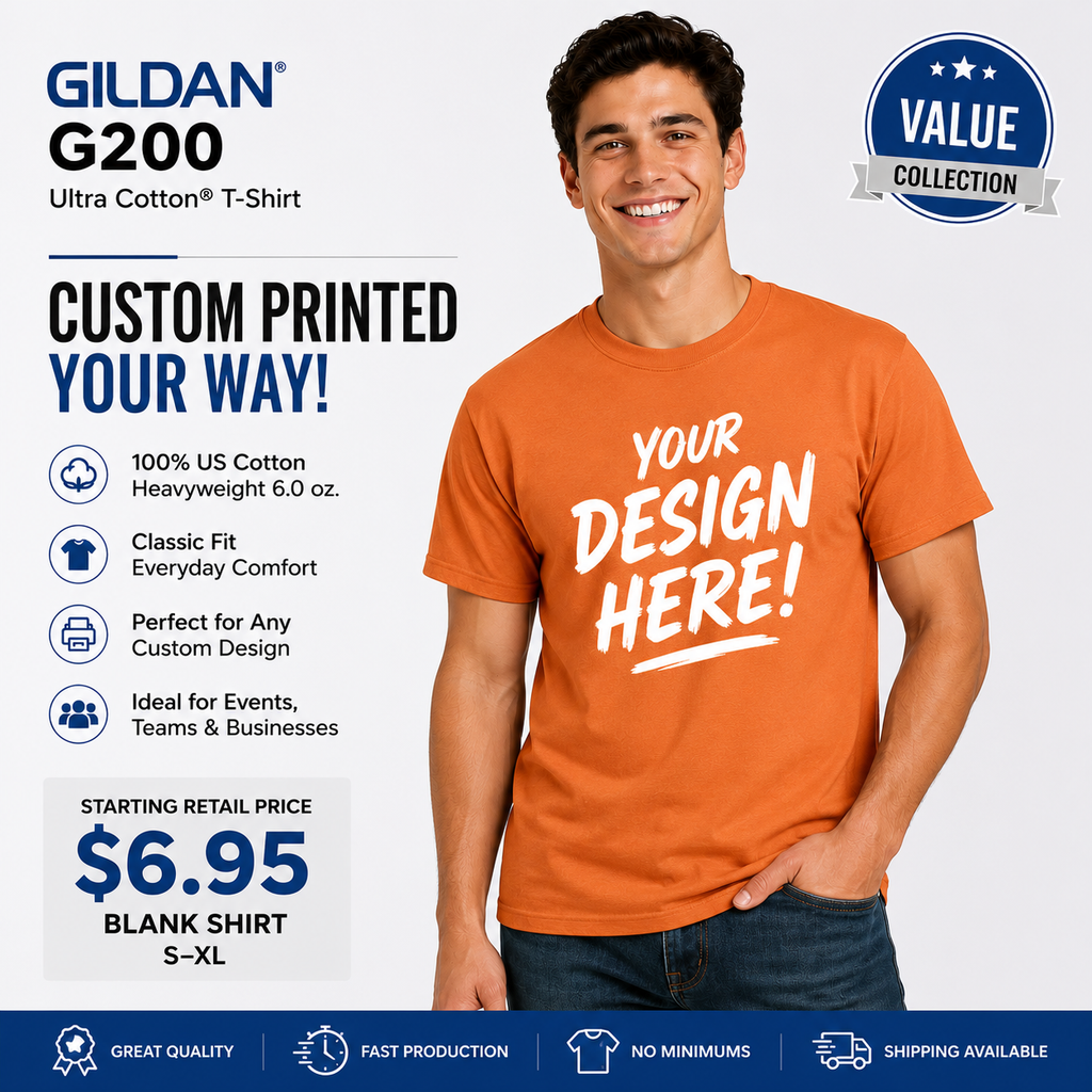 Gildan Unisex Ultra Cotton® Adult T-Shirt (G200)