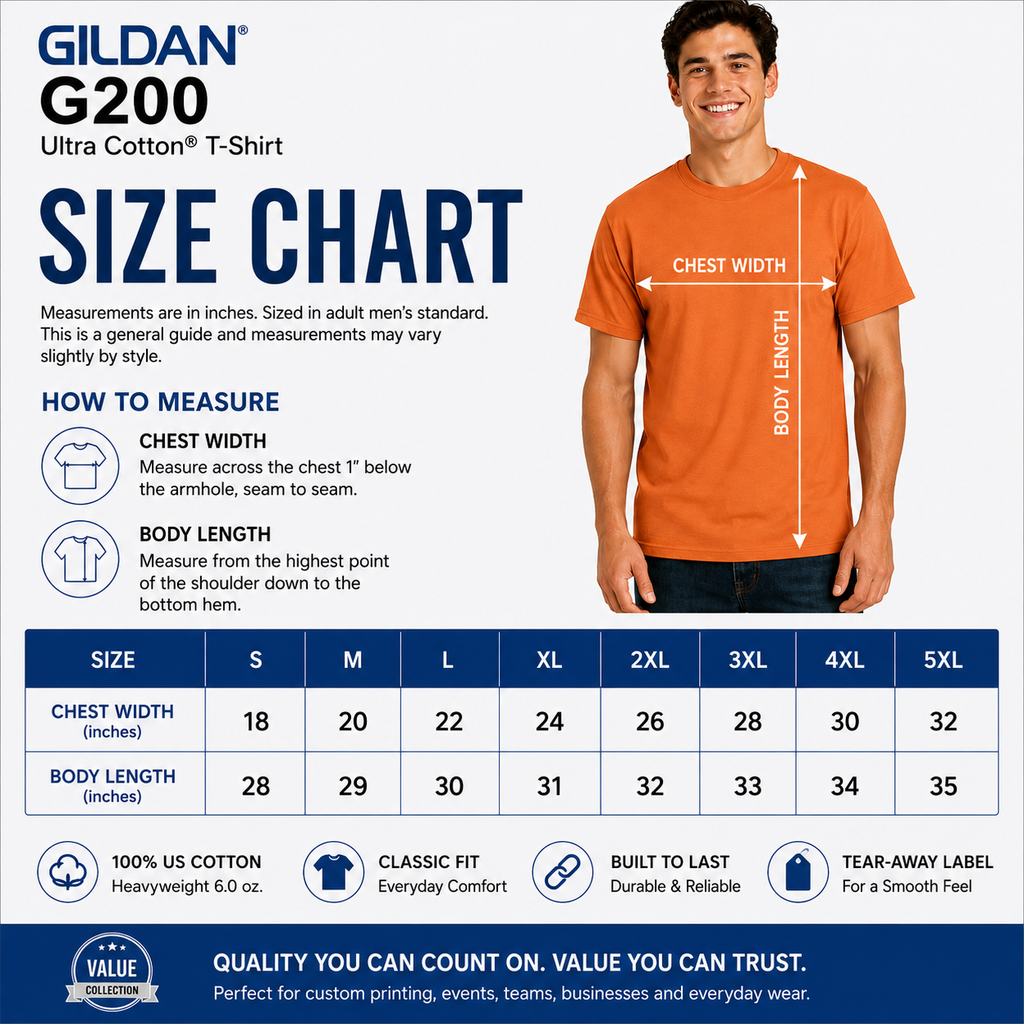 Gildan Unisex Ultra Cotton® Adult T-Shirt (G200)