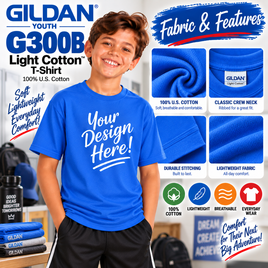 Gildan Youth Light Cotton T-Shirt (G300B)