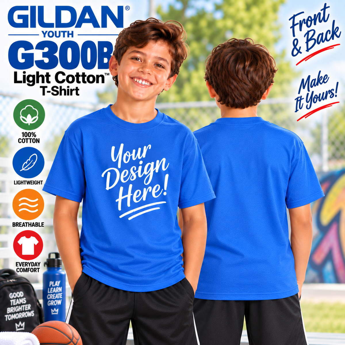 Gildan Youth Light Cotton T-Shirt (G300B)