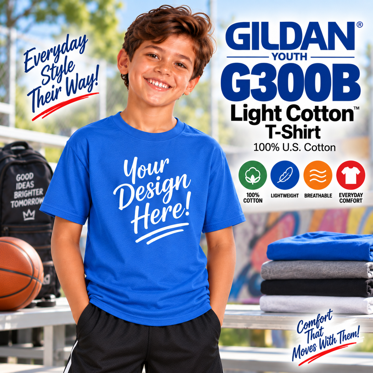 Gildan Youth Light Cotton T-Shirt (G300B)