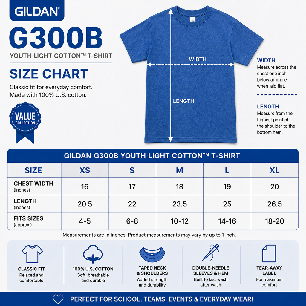 Gildan Youth Light Cotton T-Shirt (G300B)