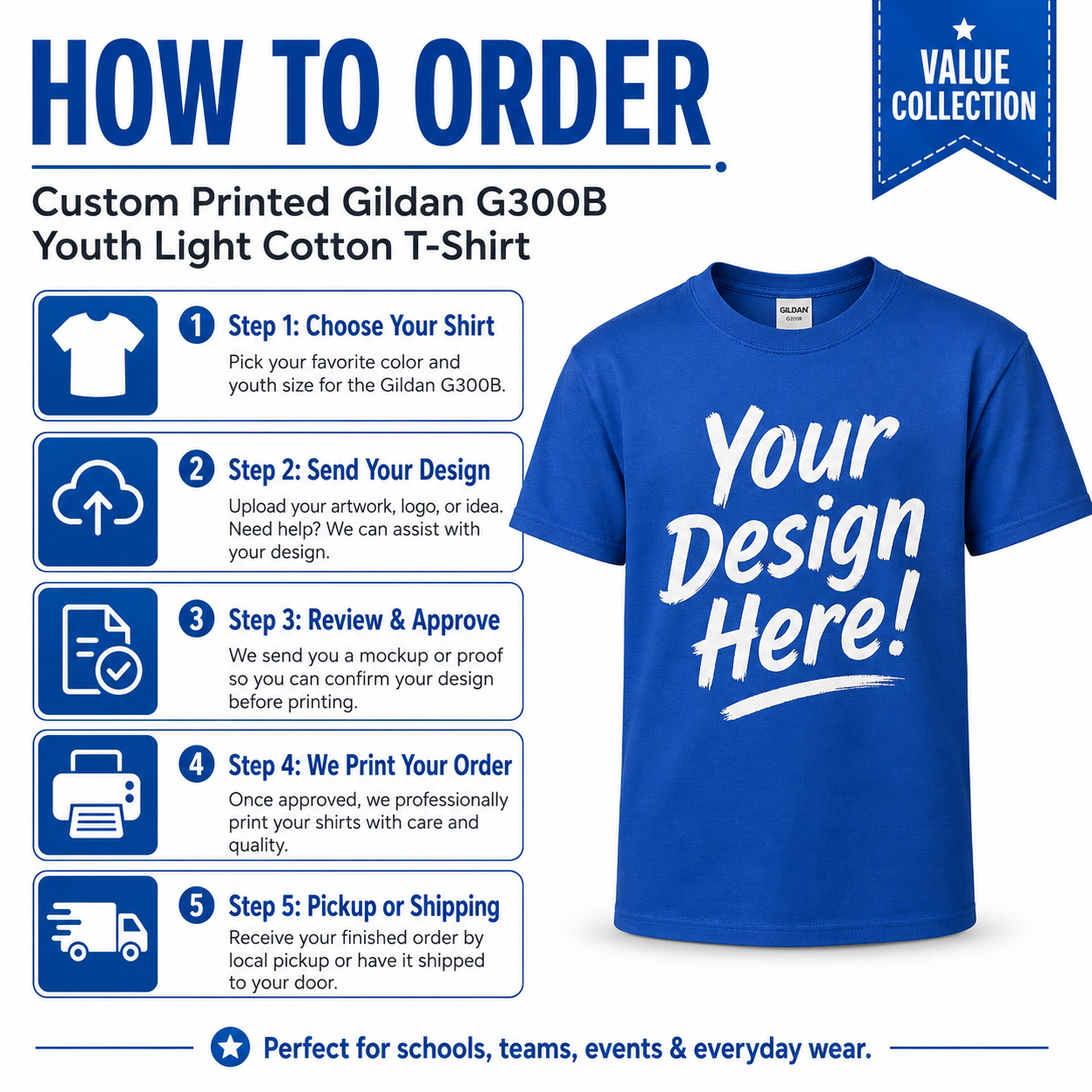 Gildan Youth Light Cotton T-Shirt (G300B)