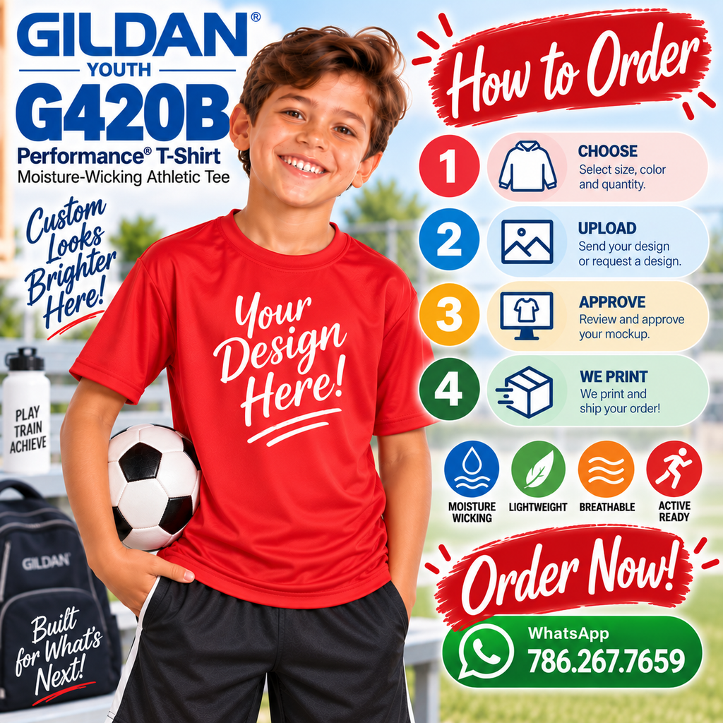 Gildan Youth Performance® 100% Polyester T-Shirt | Moisture-Wicking Athletic Tee (G420B)