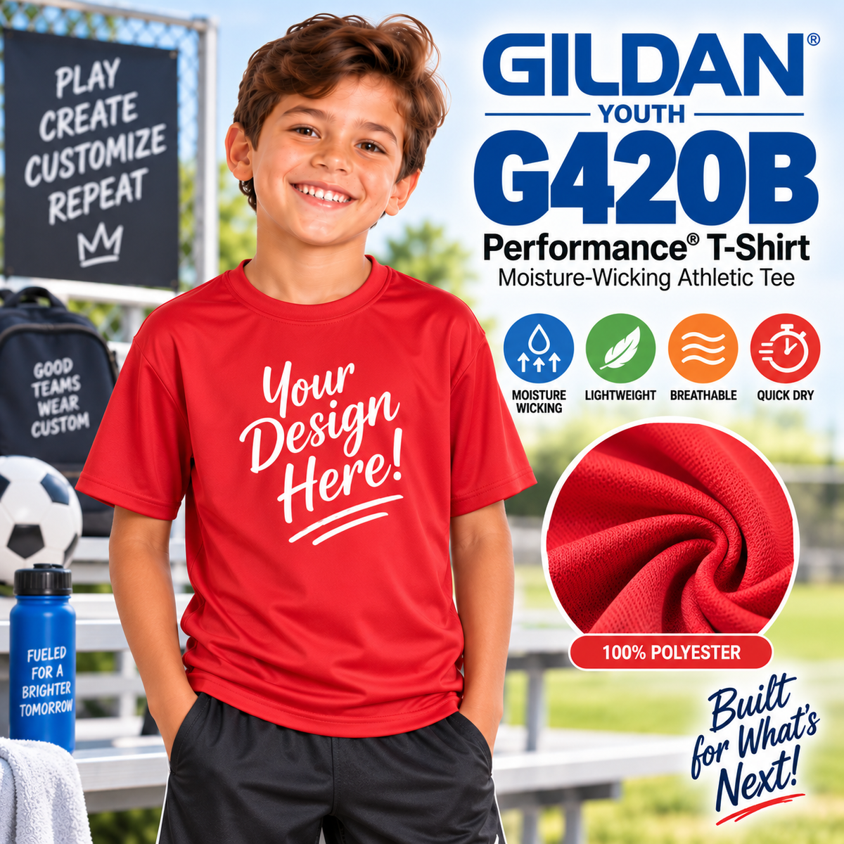 Gildan Youth Performance® 100% Polyester T-Shirt | Moisture-Wicking Athletic Tee (G420B)