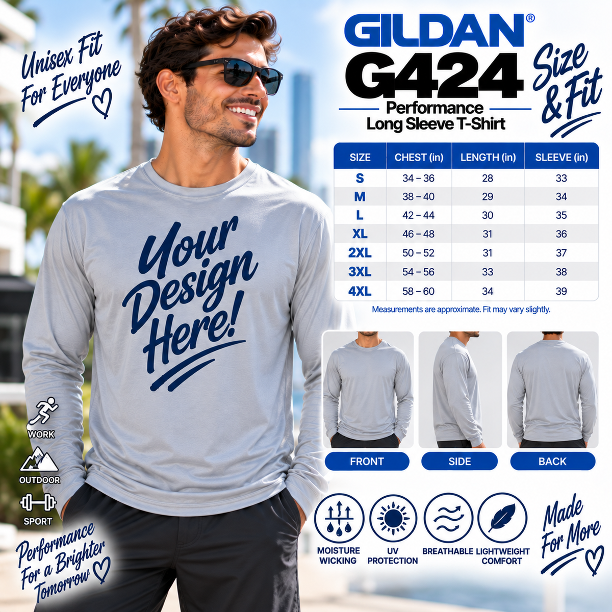 Gildan Unisex Performance Long Sleeve T-Shirt (G424)