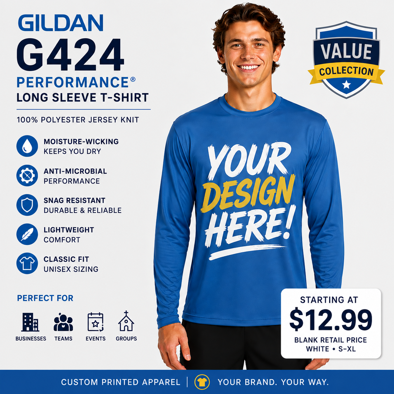Gildan Unisex Performance Long Sleeve T-Shirt (G424)