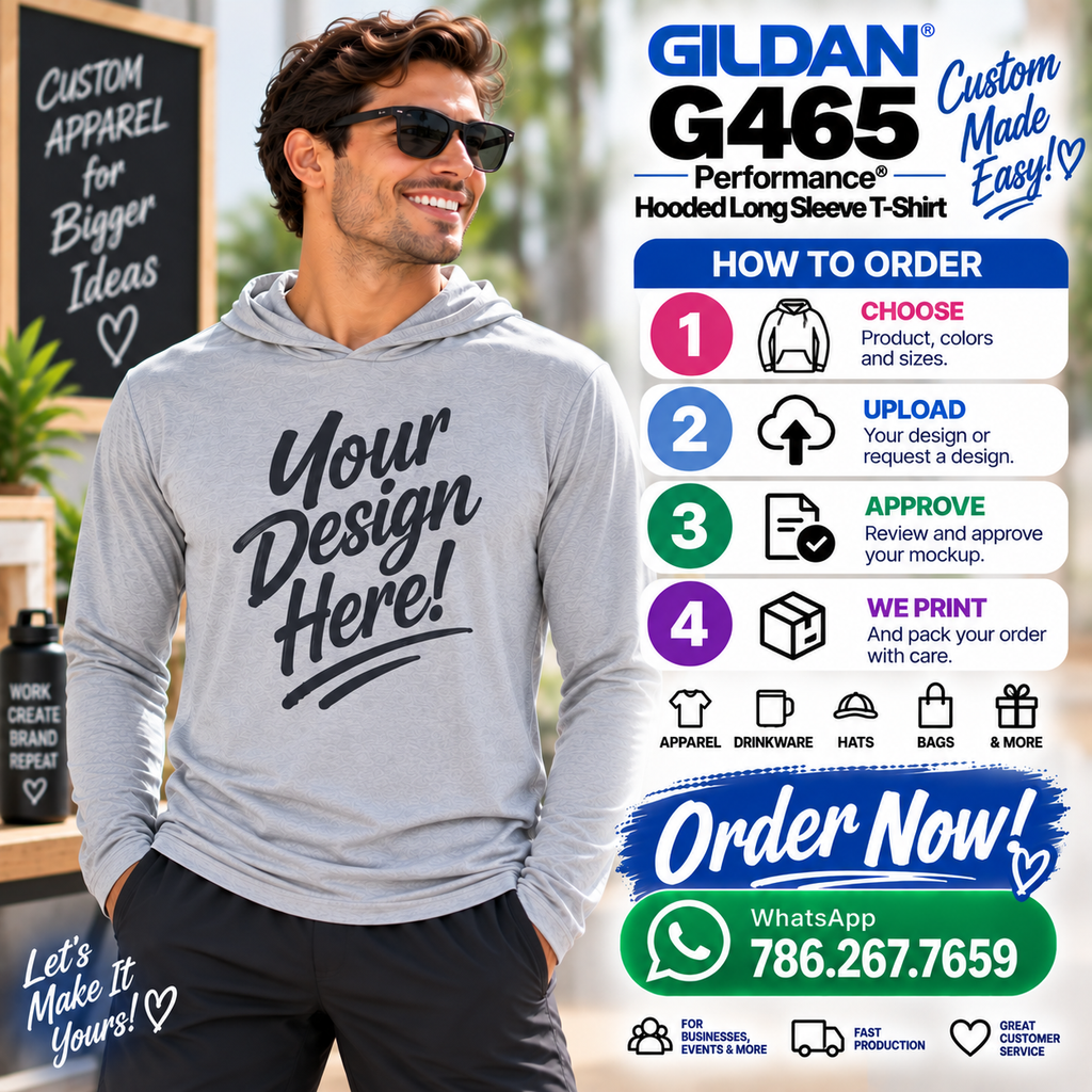 Gildan Adult Unisex Performance® Hooded Long Sleeve T-Shirt (G465)