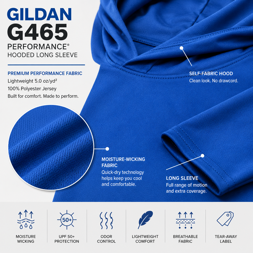 Gildan Adult Unisex Performance® Hooded Long Sleeve T-Shirt (G465)