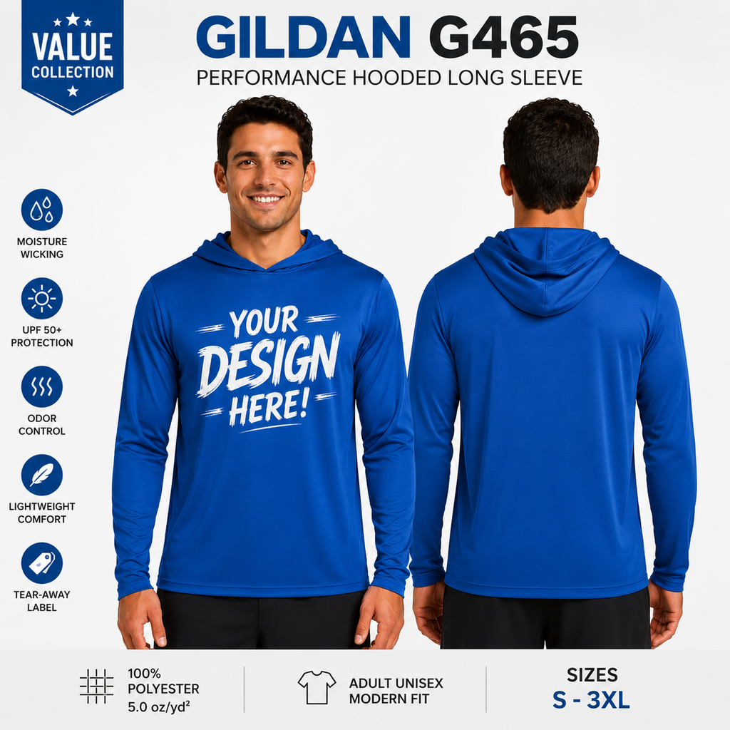 Gildan Adult Unisex Performance® Hooded Long Sleeve T-Shirt (G465)