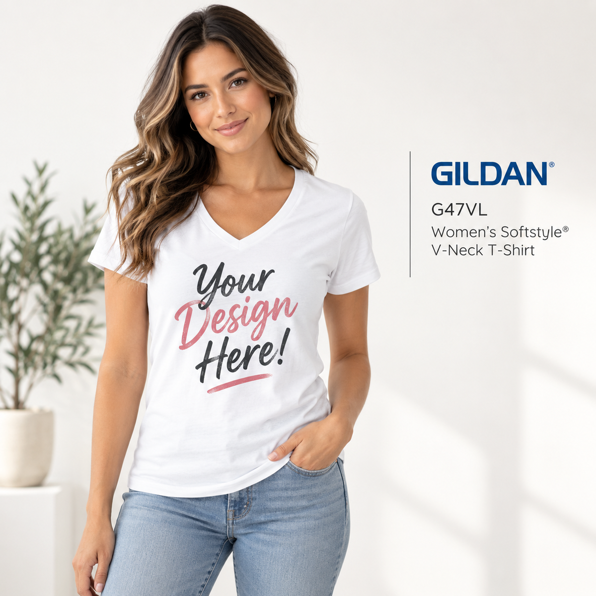 Gildan  Women's Softstyle® V-Neck T-Shirt (G47VL)