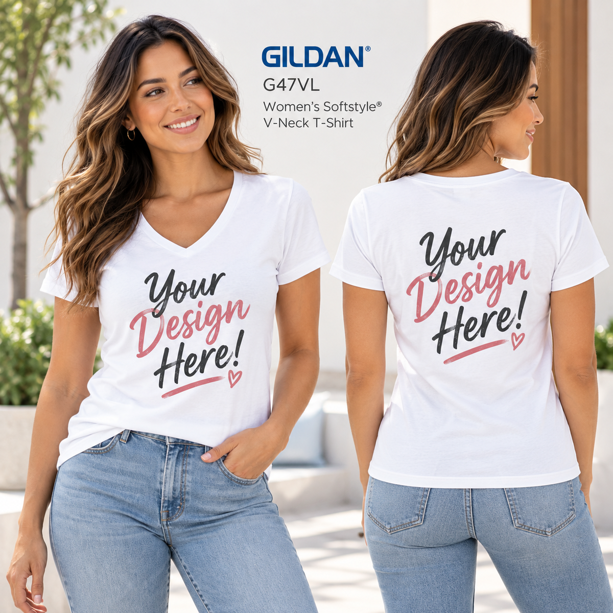 Gildan  Women's Softstyle® V-Neck T-Shirt (G47VL)