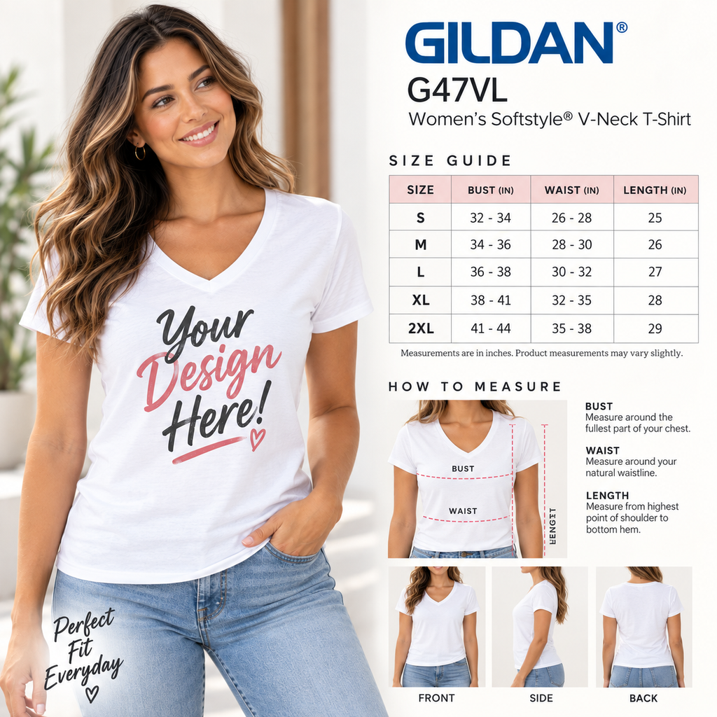 Gildan  Women's Softstyle® V-Neck T-Shirt (G47VL)