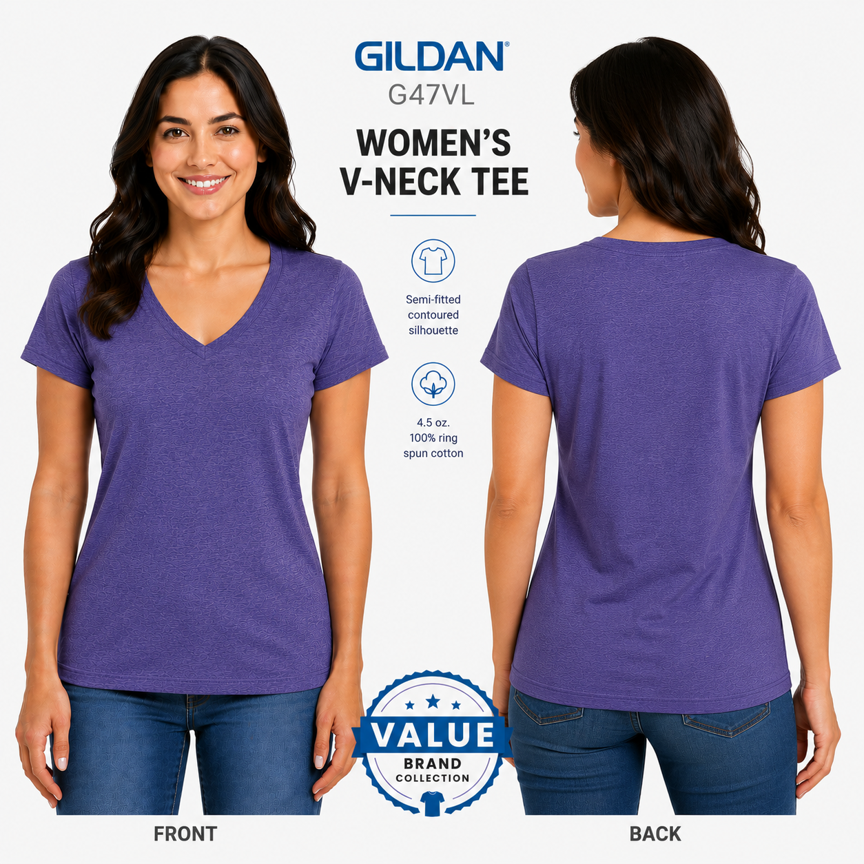 Gildan  Women's Softstyle® V-Neck T-Shirt (G47VL)