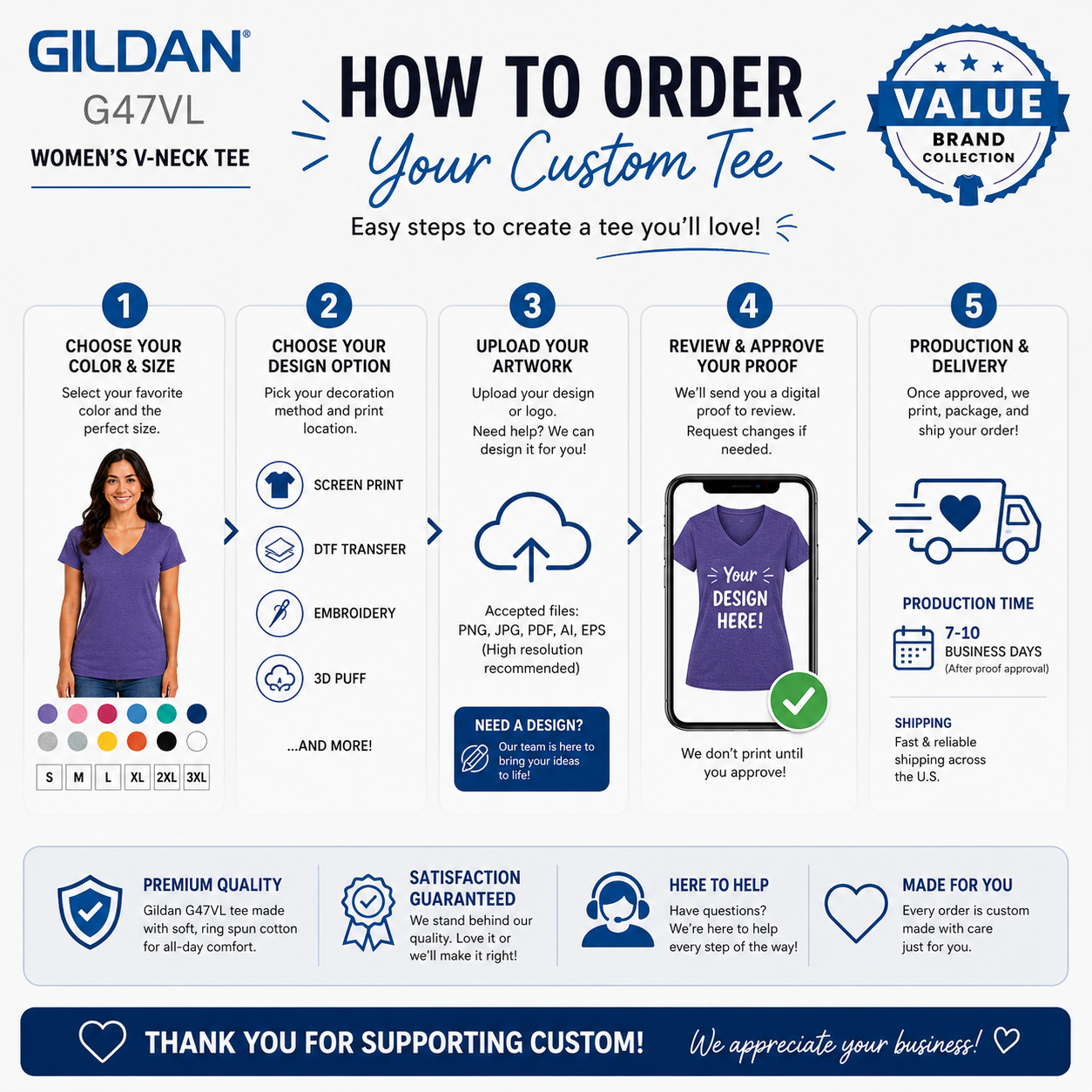 Gildan  Women's Softstyle® V-Neck T-Shirt (G47VL)