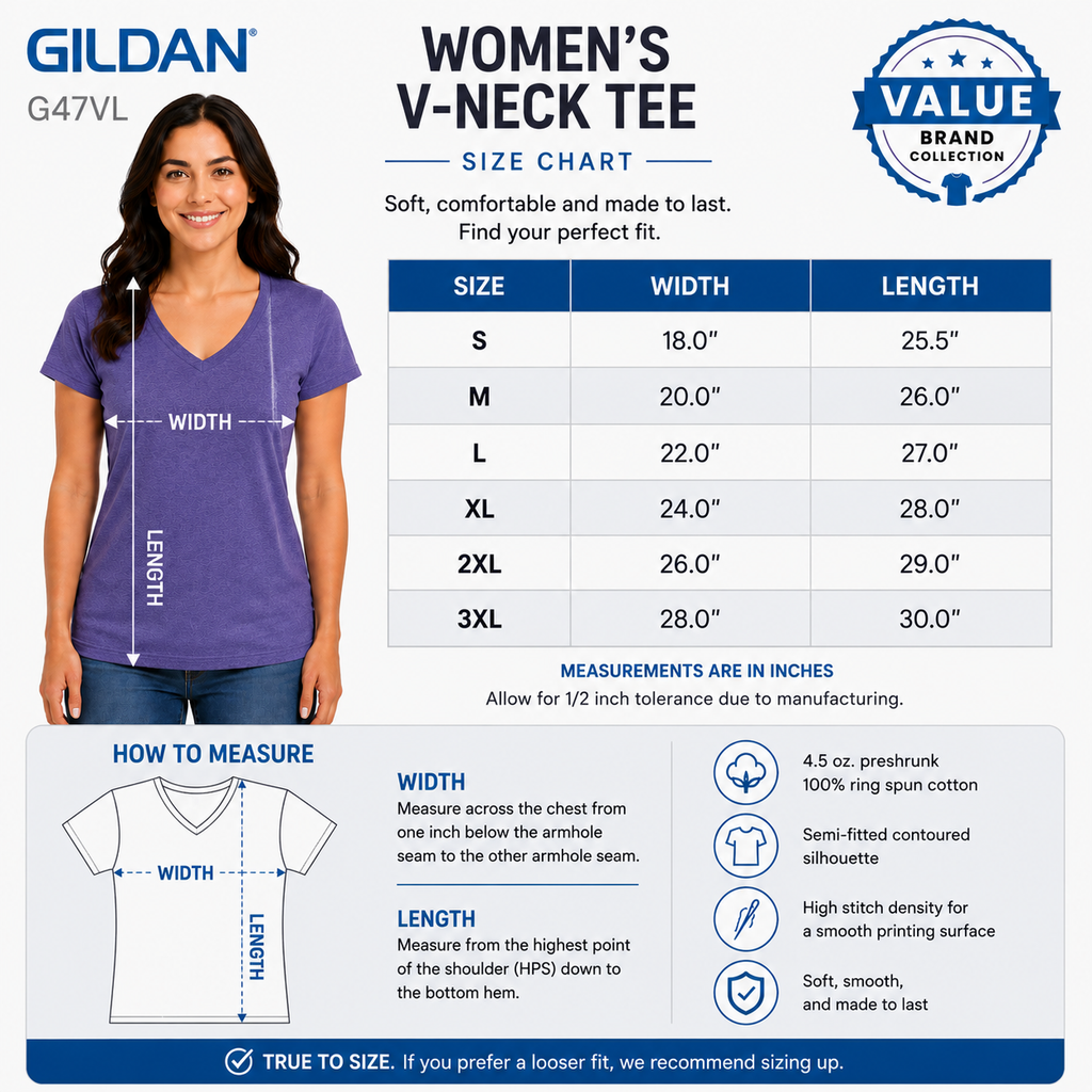 Gildan  Women's Softstyle® V-Neck T-Shirt (G47VL)