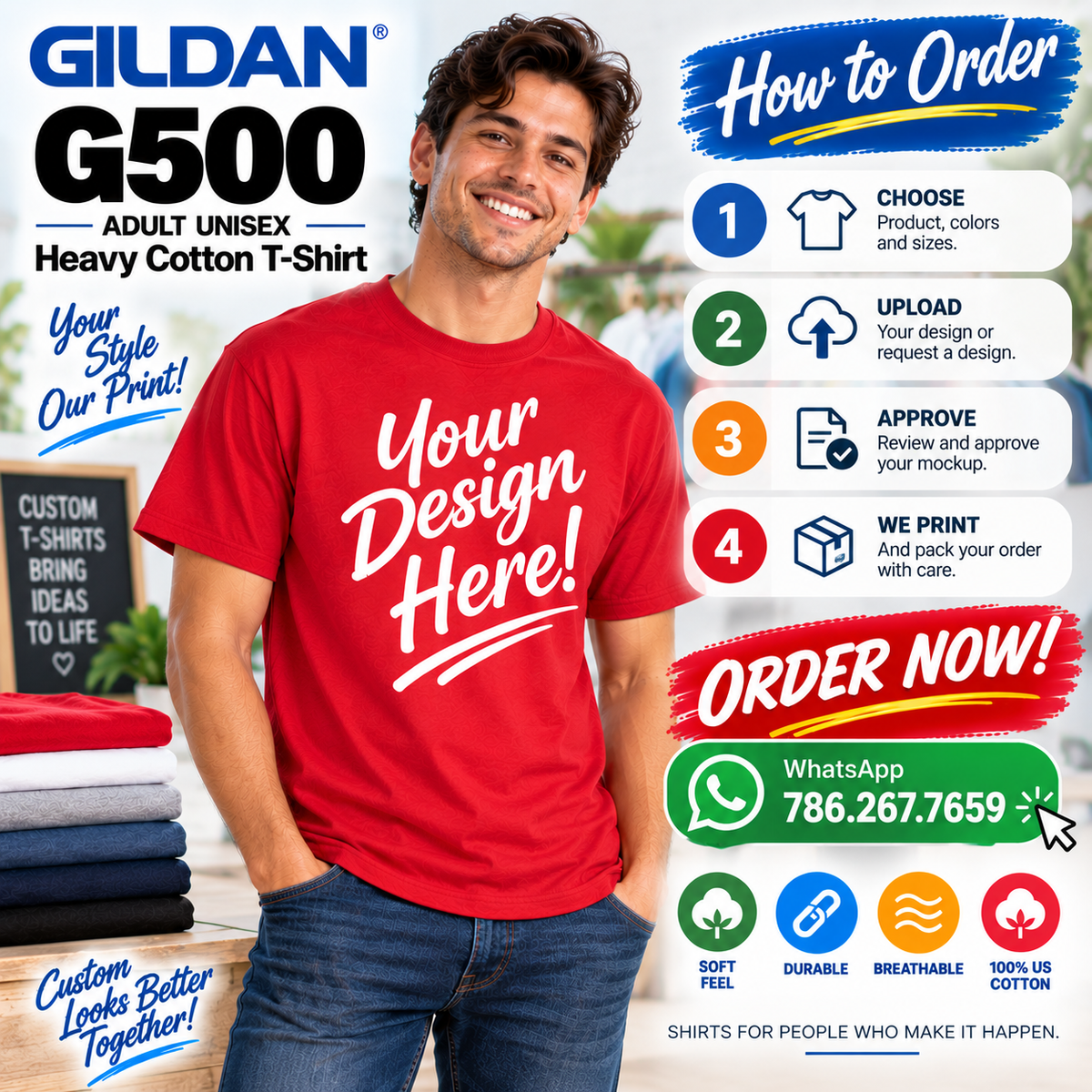 Gildan Adult Unisex Heavy Cotton T-Shirt (G500)