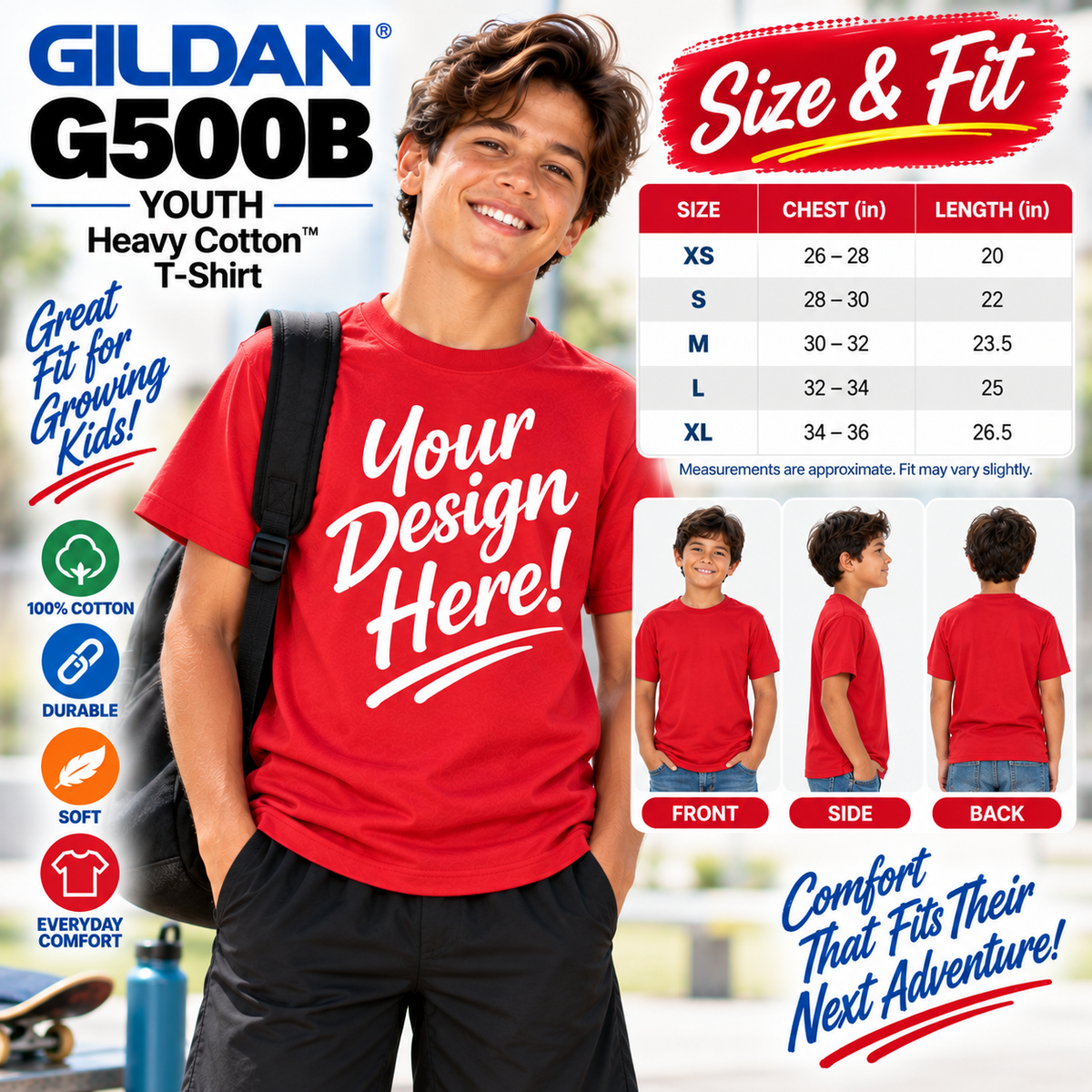 Gildan Youth Heavy Cotton™ T-Shirt (G500B)