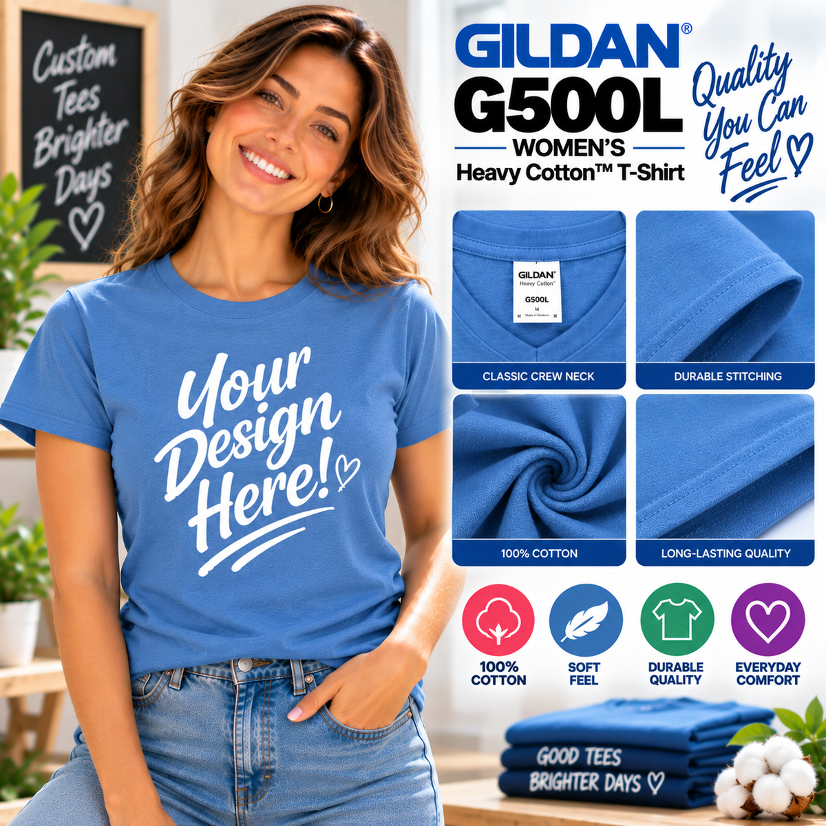 Gildan Women's  Heavy Cotton™ T-Shirt (G500L)
