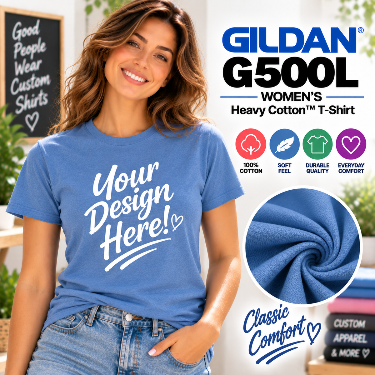Gildan Women's  Heavy Cotton™ T-Shirt (G500L)