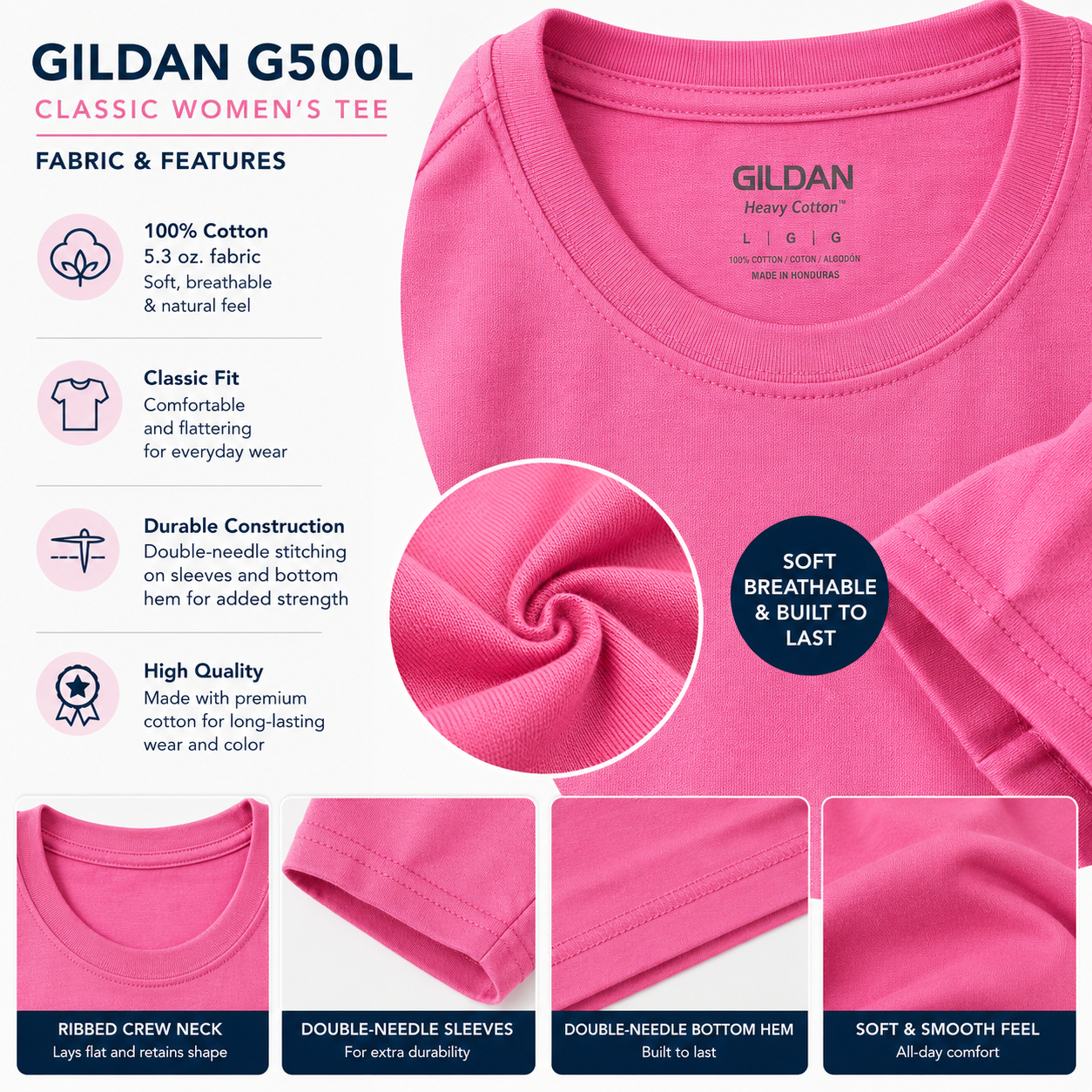 Gildan Women's  Heavy Cotton™ T-Shirt (G500L)
