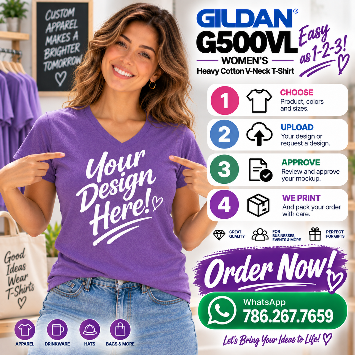 Gildan  Women’s Heavy Cotton V-Neck T-Shirt (G500VL)