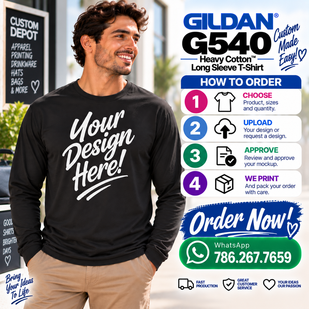 Gildan Unisex Heavy Cotton™ Long Sleeve T-Shirt (G540)