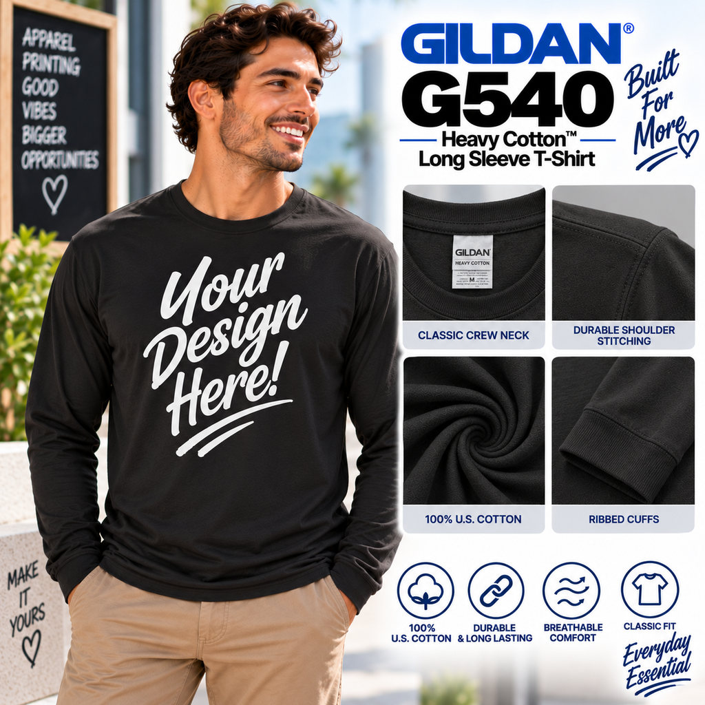 Gildan Unisex Heavy Cotton™ Long Sleeve T-Shirt (G540)