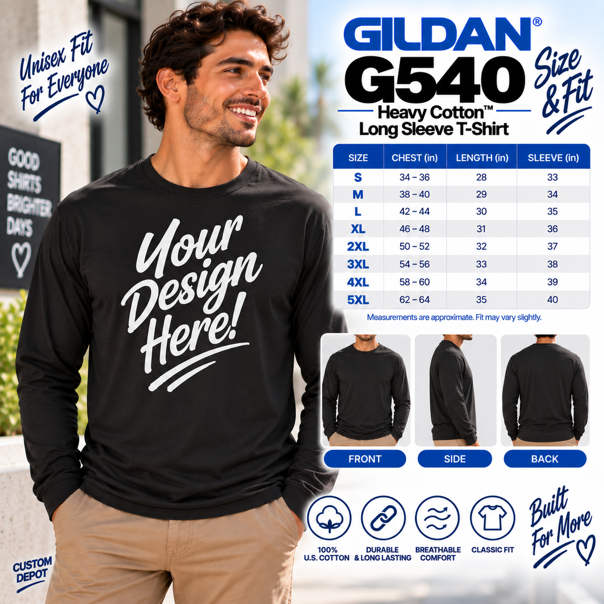 Gildan Unisex Heavy Cotton™ Long Sleeve T-Shirt (G540)