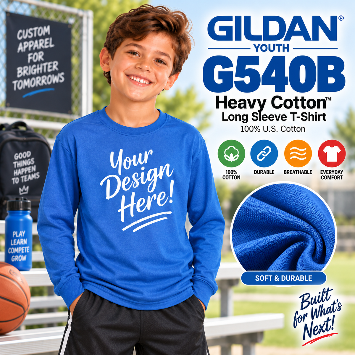 Gildan Heavy Cotton Long Sleeve Youth T-Shirt (G540B)